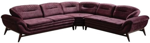 Casa Padrino Luxus Ecksofa Lila/Dunkelbraun 318 x 293 x H. 85 cm - Wohnzimmer Sofa mit verstellbaren Rückenlehnen - Wohnzimmer Möbel