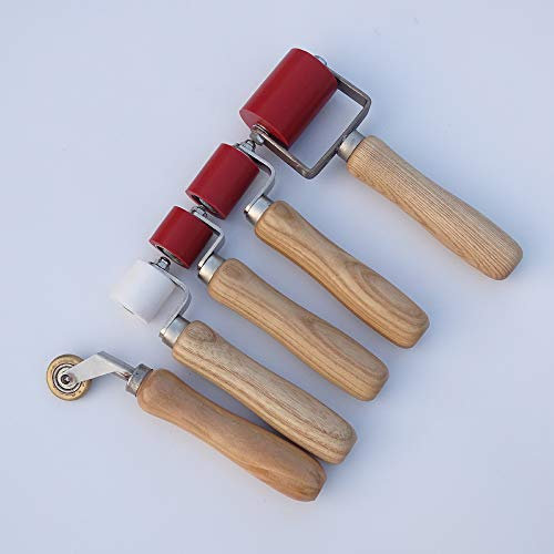 6mm Brass Penny Roller+28mm/40mm/55mm High Temperature Resistant Silicon Gel Seam Hand Pressure Roller+28mm White Teflon(PTFE)Pressure Roller