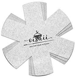 O-ishii 3er Set Pfannenschoner Filz 26cm, zuschneidbarer Stapelschutz für Pfannen, Töpfe, Schüsseln und Teller, Hellgrau
