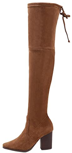 Stivali sopra Il Ginocchio Stivali Alti con Tacco Stivali Donna Moda Casual Punta a Punta Scarpe con Tacco Quadrato Alto al Ginocchio (37,Marrone)
