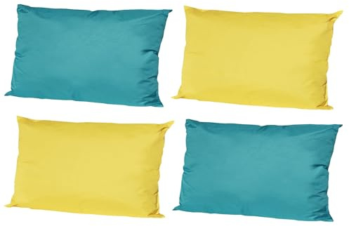 JACK 4X Outdoor Lounge Kissen 30x50cm viele Farben Dekokissen inkl. Füllung Wasserfest Sitzkissen Garten Stuhl, Farbe:2X Gelb - 2X Petrol