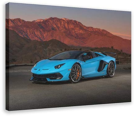 FENGSHUI Lamborghini Aventador Svj Roadster Sportwagen-Poster Leinwand Poster Wandkunst Dekor Druck Bild Gemälde für Wohnzimmer Schlafzimmer Dekoration 30 x 45 cm Rahmen style1