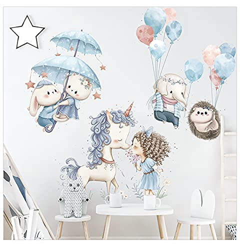 Bett Separate Horn Beast Wandaufkleber Aufkleber Königin Prinzessin Herzform Regenbogen Wandaufkleber Geeignet für Mädchen Kinderzimmer Kinderzimmer Geburtstagsfeier Geschenke