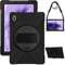 Gerutek Coque Antichoc pour Samsung Galaxy Tab S7 FE/S8 Plus/S7 Plus 12,4 Pouces, Étui avec Support Rotatif, Dragonne et Bandoulière Réglable, Porte-Stylet, Housse pour Samsung Tab S7 FE/S8+/S7+, Noir