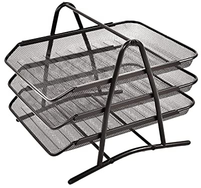 3 Tier Paper Tray Mesh Desk Organizer Office Desktop Document A4 File Desk Tidy Letter Filing Storage