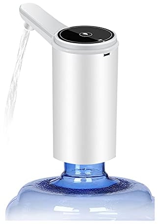 EASYSPEED Kühler & Wasserspender Für Trinkwasser,Wasserflaschen Pumpe USB Wiederaufladbar,Tragbare Automatische Trinkpumpe,Kommt Mit 2 Adaptern Wasserspender Für Zuhause,Büro,Küche,Camping,Weiß
