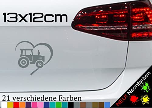 Herz Traktor Aufkleber Landwirt Trekker Zugmaschine JDM Love Bulldogg 13x12cm in 21 Farben
