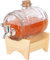 KOTARBAU® Glas-Fass mit Hahn für Wein Saft Limonade oder Wasser mit Holzständer 1 L