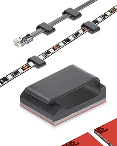 100 Clips de Cable Planos autoadhesivos para la Tira de luz LED y el Cable Ethernet Plano