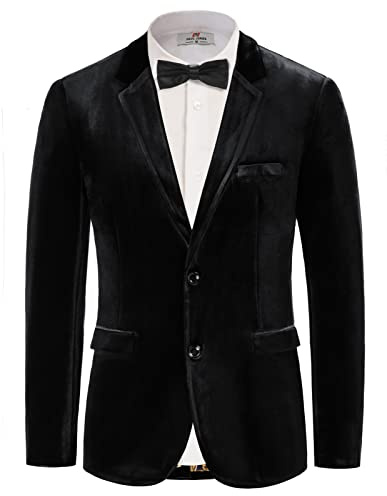 PJ PAUL JONES Samt Sakko Herren Smoking Business Glitzer Blazer 2 Knöpfe | Samtblazer | 2 Knöpfe | Abendbankett | Hochzeit | Weihnachten