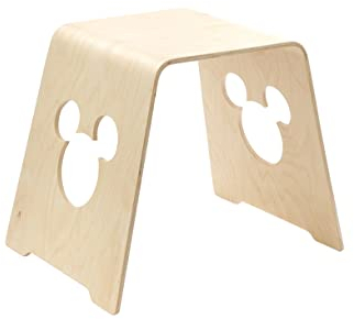 Disney Micky Maus Kinderhocker aus Bugholz-Birkenfurnier, natürliche Oberfläche, 52 x 40,5 x 45 cm (B x T x H)