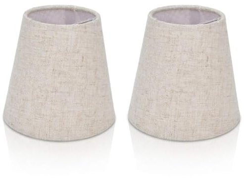 Kleiner Lampenschirm, 2 Stück Bauernhaus Barrel Stoff Lampenschirm Natürliche Lichtschirme für Lampen Clip auf Kronleuchter Lampenschirm Sconce Schattierungen Kronleuchter Lampe Schattierungen (02)