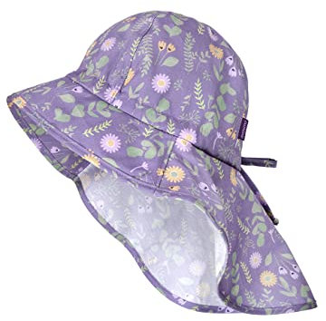 maximo Kids Girl-Flapper, Sonnenhut, mit Nackenschutz, Mädchen, Krokus-grün-blumig, Tunnelzug, UV 50 (as3, Numeric, Numeric_49)