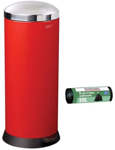 ROSSIGNOL Poubelle de cuisine à pédale 30L et 10 sacs poubelle 50L - BOMBA