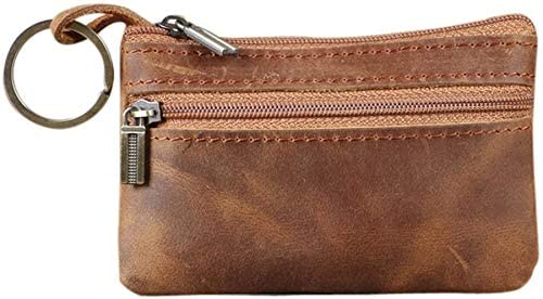 Porte-monnaie en cuir pour homme, porte-monnaie, porte-clés, pochette pour argent, pochette en cuir, cadeau pour homme, papa, père, Marron-1., 4.33x2.95x0.39, Pochette pour pièces de monnaie
