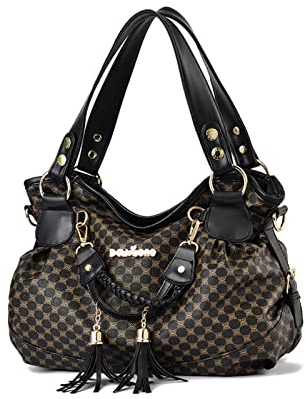 NICOLE & DORIS Handtasche Damen Retro Schultertasche Weiche PU Leder Retro Shopper Tasche Hobo Henkeltasche Groß Umhängetasche Bedruckte Tragetasche für Alltag, Schule,Reise Schmetterling Schwarz