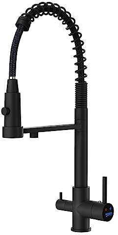 SUYIYEAR Wasserhahn Küche Schwarz,3 Wege Küchenarmatur mit Brause Ausziehbar,Armatur Küche 360° Schwenkbar,Spültischarmatur Küche Edelstahl,3 in 1 HochdruckarmaturMischbatterie Küche für Wasserfilter