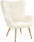Yaheetech Fauteuil de Salon Siège Confortable en Tissu Bouclette Fauteuil Ergonomique avec Pieds en Métal à l'effet du Bois de Relaxation Chaise à Haut Dossier Enveloppant Ivoire/1