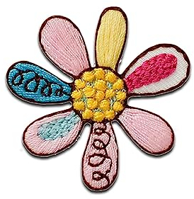 Mono-Quick Blume bunt - Aufnäher, Bügelbild, Aufbügler, Applikationen, Patches, Flicken, zum aufbügeln, Größe: 3,6 x 3,4 cm