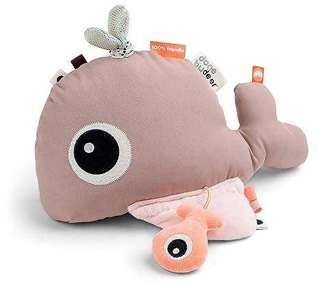 Done by Deer Boden Spiel-Spiegel Wally Rosa - Bauchlage Spielzeug mit Bunte Elemente - Baby Spiegel Spielzeug Wal - Baby Spielzeug 0-6 Monate
