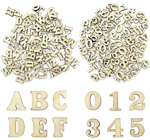 200 Stück Holzbuchstaben Klein und Holznummern 15MM Buchstaben Holz DIY Holzbuchstaben Basteln Großbuchstaben Holz Zahlen Holzzahlen für Kunsthandwerk Hochzeit DIY Dekoration Displays