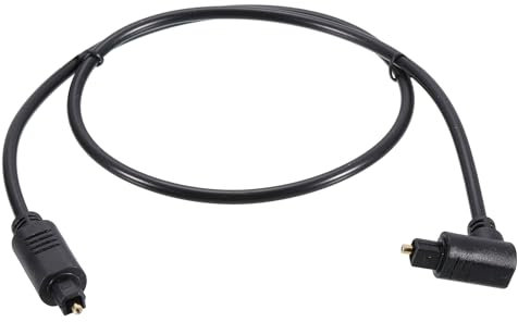 sourcing map Fiber Optic Audio Cable 90 Degree Digital Audio Optic Cable 1.9FT Long TOS Optical Link Cable PVC Plastic Connector for TV DVD Amplifier Stereo Black
