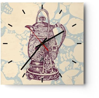 ARTTOR Moderne Glasuhr 30x30cm Quadrat Wanduhr Küche - 5750