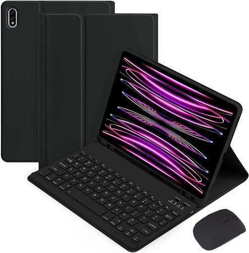 CLALOC Custodia con Tastiera per Samsung Galaxy Tab S9FE 10.9 2023 (SM-X510/SM-X516) Tablet Cover Protettiva Tastiera Bluetooth con Mouse, Tastiera Wireless Staccabile con portamatita,Nero