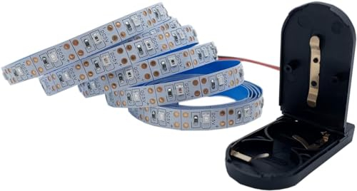 TOPXCDZ 2835 LED-Streifen Licht knopf batterie betrieben 3V DC 60led/m flexible LED-SMD-Band Lampe Wohnkultur 8mm Platine 1m 2m (Red, 2M)