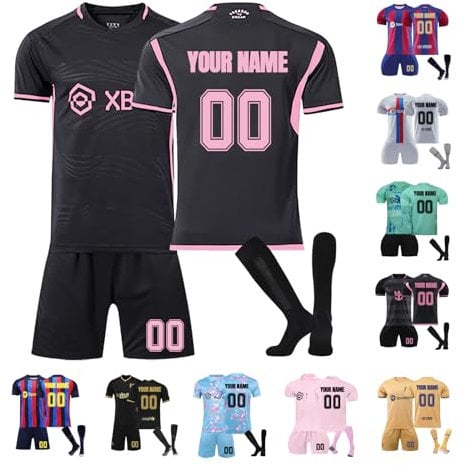 Generic Football Kits for Kids and Adult, Personalised Football Shirt with Name Number, Football Shirts Shorts and Socks Set, Football Gifts for Boys Men #1
