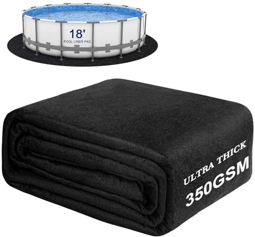Almohadilla gruesa para piscinas sobre el suelo, acolchado redondo de 18 pies, material geotextil duradero, sin costuras, doble densidad, resistente a pinchazos, prolonga la vida útil del