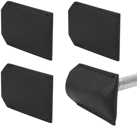 Linkidea 4er-Pack Rasierkopfschutzhüllen, Rasierschutz für unterwegs, handgefertigt, sicheres Reisezubehör für Rasierer mit zwei Klingen (Schwarz)