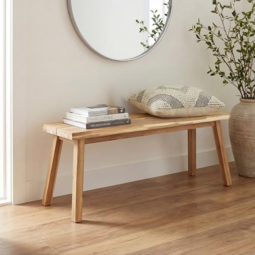 ARROWSTONE Bank aus 100 % massivem Akazienholz, rückenfrei, wachsverzinkte Oberfläche, einfache Montage, Beistelltisch, Holzbank, Möbel für Pflanzen, Esszimmer, Eingangsbereich, Innenbereich (119,4