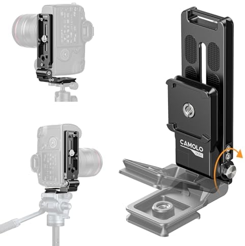 CAMOLO DSLR Foldable Camera L Bracket,Square Arca Swiss for Hydraulic Head,Vertical Horizontal Tripod Quick Release Plate for Canon Nikon Sony Fujifilm DJI Ronin Mirrorless Osmo Stabilizer Monopod