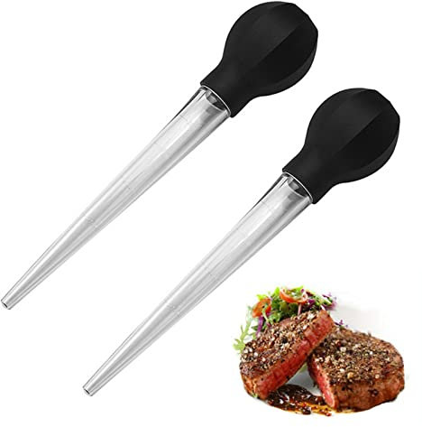 Turkey Baster with Cleaning Brush,Large Suction Bulb Powerful Easy to Use and Clean for Cooking Roast Turkey, Beef, Pork and BBQ(Black)