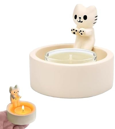 Portacandele Gatto, Portacandela Decorativo per Gatti, Ornamenti Portacandele Colonna con Ggatti Carini, Regalo per Gli Amanti dei Gatti, Decorazione da Tavolo per Soggiorno, Bianco e Nero