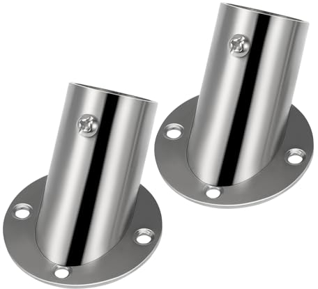 CRILSTYLEO 2st Schräg Flansch Stangenhalter Für Gardinenstangen Wäscheständer Für Babyflaschen Ecke Duschstange Flanschhalter Flanschstangenhalter Stützhalter Edelstahlmaterial Silver