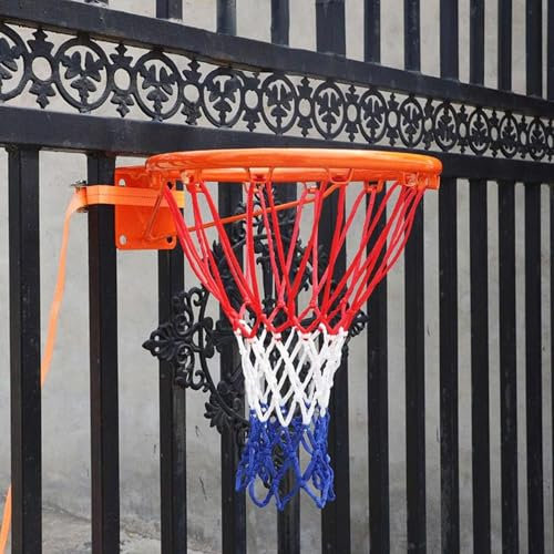 Pro Basketball Goal with Adjustable Straps & Net, Outdoor Hoop Set for Fence/Tree/Post, Wall-Mounted Basketball Rim Kit