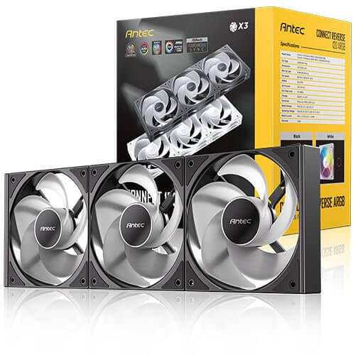 Antec Connect Reverse Air Flow 120 ARGB 120mm PWM Case Fans - 3 Pack - White