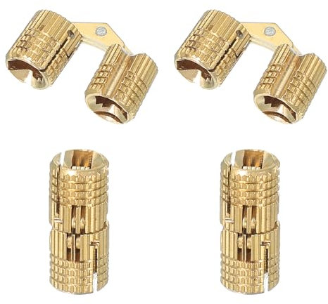 sourcing map Brass Hidden Cylinder Hinges 10 mm Invisible Concealed Cylindrical Hinge 180 Degree Folding Support Small Hinge for DIY Crafts Jewelry Boxes Wooden Box Pack of 4