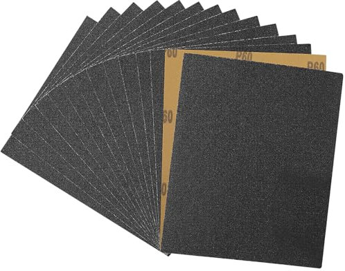 STEBRUAM Papier de Verre,Abrasif 60 Grain Utilisé pour polir le métal le bois les voiture,15 Pcs Poncer 230x280 mm