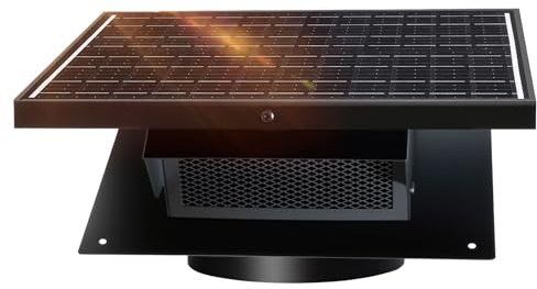 25W Solar Roof Vent Fan with 8-Inch Removable Roof Vent, Solar-Powered Attic Exhaust Fan for Enhanced Ventilation. Ideal for Home, Garages & Warehouses–Energy-Efficient & Easy Install, Black