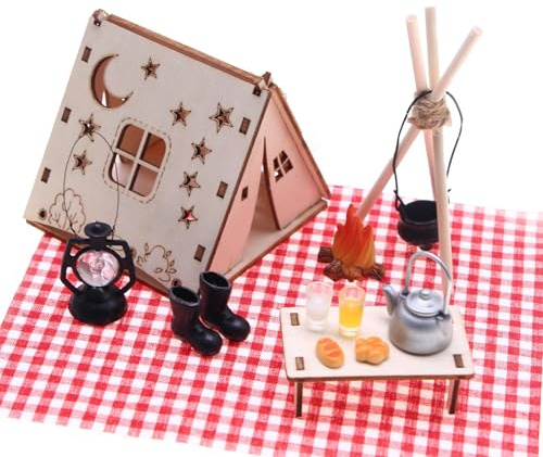 Wichteltür Set Komplett WEDAWIN Wichtel Zubehör inkl. Holzhaus, Zelt, Lagerfeuer & Stiefel - DIY Weihnachtsdeko für Adventszeit, Indoor & Outdoor Deko