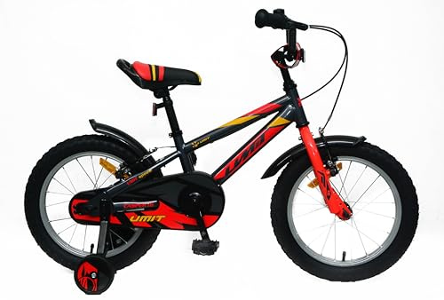 DEPORBIKES ️ Kinderfahrrad 16, 18, 20 Zoll | Kinderfahrrad für Kinder von 5-10 Jahren + V-Break-Bremsen + Stützräder | ideales Sicherheitsfahrrad für Kinder (grau-rot, 16 Zoll)