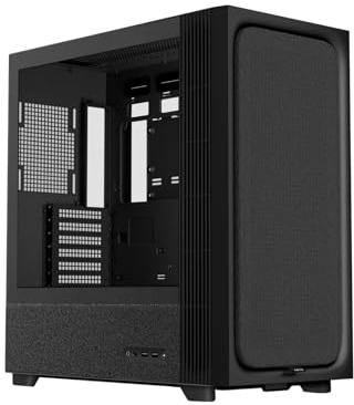TRYX FLOVA Black Mid-Tower ATX PC Case, Breathable Fabric-Crafted Front, Tempered Glass, Three-Speed Cross-Flow Fan, 360mm Radiator, Wide Compatibility, USB-C 3.2 Gen 2x2 I/O (C-F500F-FM1E-G0K)