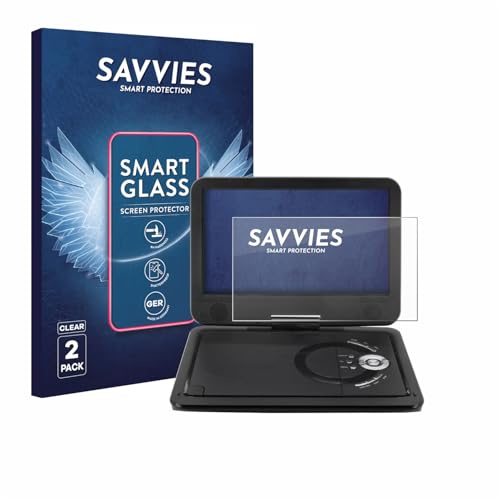 Savvies 2 Pack Tempered Glass Film compatible with Soundmaster PDB1910SW DVD Player 9H Screen Protector, Glass-Foil, Clear, Armor Protection Film