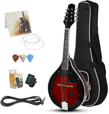 Baoblaze Electric Mandolin 8-string compact string instrument with rosewood material starter pack accessories built-in EQ and tone controls suitable for artists stage performance music