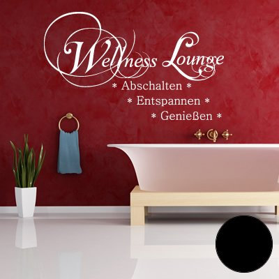 A582 Wandtattoo Wellness Lounge 143cm x 87cm schwarz (erhältlich in 40 Farben und 2 Größen)