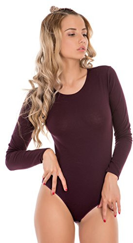 Evoni Damenbody | Overall Bodysuit mit Rundhals für Frauen | Langarm-Body in verschiedenen Farben | Optimale Alternative für Sport & Freizeit | Eleganter Jumpsuit(Medium, Lila)
