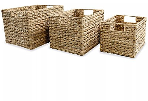 Festnight 3 pcs Panier de Rangement en Jacinthe d'eau pour Maison